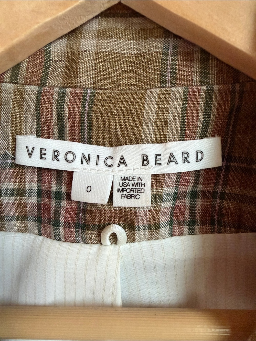 Veronica Beard Plaid Double-Breasted Blazer in Tan, Cream & Rust - Picture 2 of 7